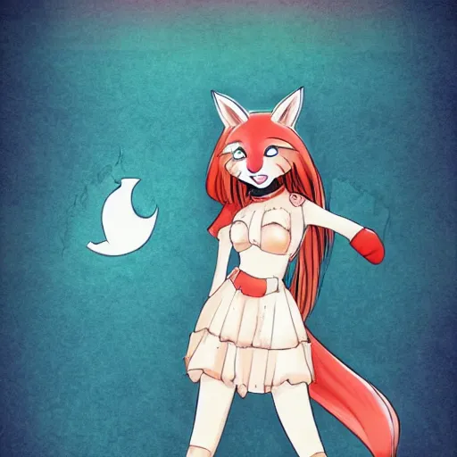 Prompt: manga cover of a cute girl that can turn into a fox