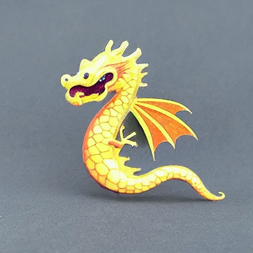 Image similar to very cute small dragon with well-designed head and four legs, logo, ink