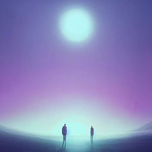 Prompt: the sun rises as a dreary night ends, landscape, digital art, inspired by alena aenami and christopher balaskas