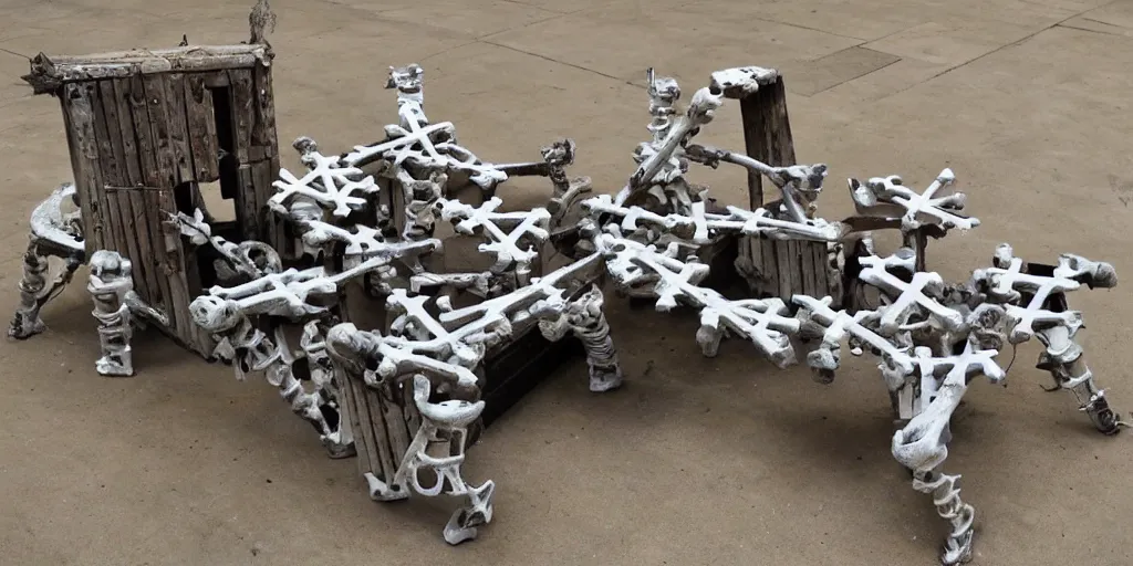 Prompt: siege engine made of bones