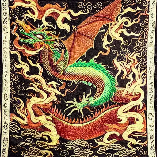 Image similar to “fire breathing dragon. Medieval tapestry”