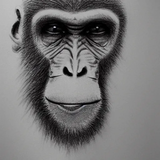 Prompt: pencil sketch of a monkey man