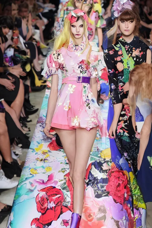 Image similar to sailor moon wearing floral valentino ss 2 0 1 5