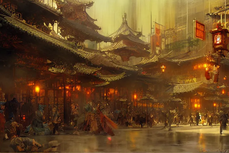 wuxia, steampunk city, painting by gaston bussiere, | Stable Diffusion ...