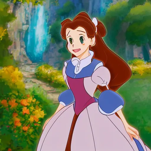 Image similar to [ disney's belle ] in isekai style