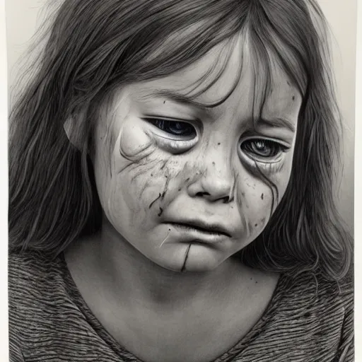 Prompt: girl crying by laurie lipton