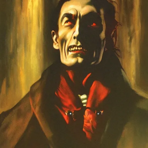 Prompt: ultra realistic portrait painting of dracula, art by frank frazetta, 4 k, ultra realistic, highly detailed, epic lighting