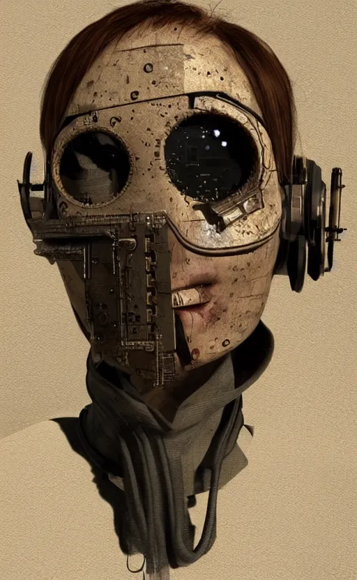 Image similar to face covered by small tools extremely detailed cyberpunk ( steampunk ), day light, realistic shaded,