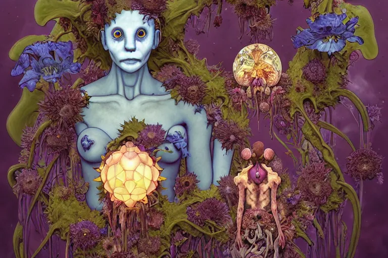 Image similar to the platonic ideal of flowers, rotting, insects and praying of cletus kasady carnage thanos dementor wild hunt doctor manhattan chtulu mandelbulb mandala ponyo spirited away davinci, d & d, fantasy, ego death, key lighting, decay, dmt, psilocybin, art by artgerm and greg rutkowski and alphonse mucha