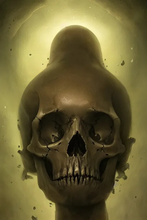 Image similar to a human skull floating in deep dark murky water!!!, underwater atmospheric moody, dark surreal mood! cinematic volumetric lights, bust portrait, dnd, fantasy, intricate, elegant, highly detailed, digital painting, artstation, concept art, smooth, sharp focus, illustration, art by artgerm and tom bagshaw and greg rutkowski and alphonse mucha