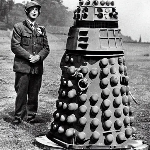 Image similar to a wwii photograph of a dalek brigade