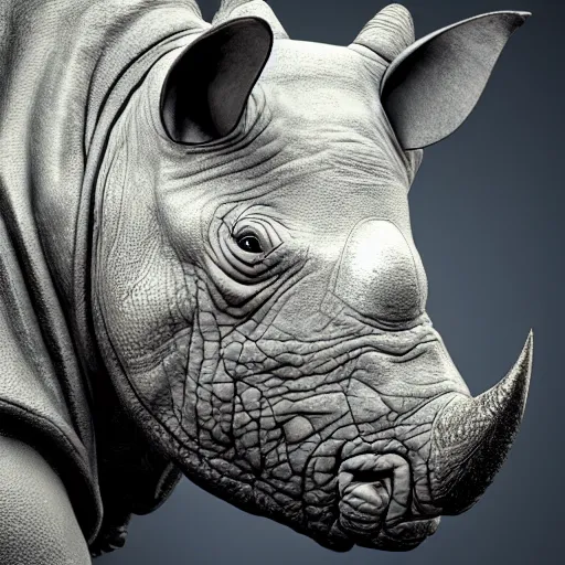 Prompt: A beautiful portrait of an anthropomorphic rhino wearing paladin armor, front facing!!, character design, by Tooth Wu and greg rutkowski and artgerm, hyper realism, high detail, artstation, cgsociety, octane render, unreal engine, 8k, Vibrant colors, Smooth gradients, High contrast, 38mm photograhpy