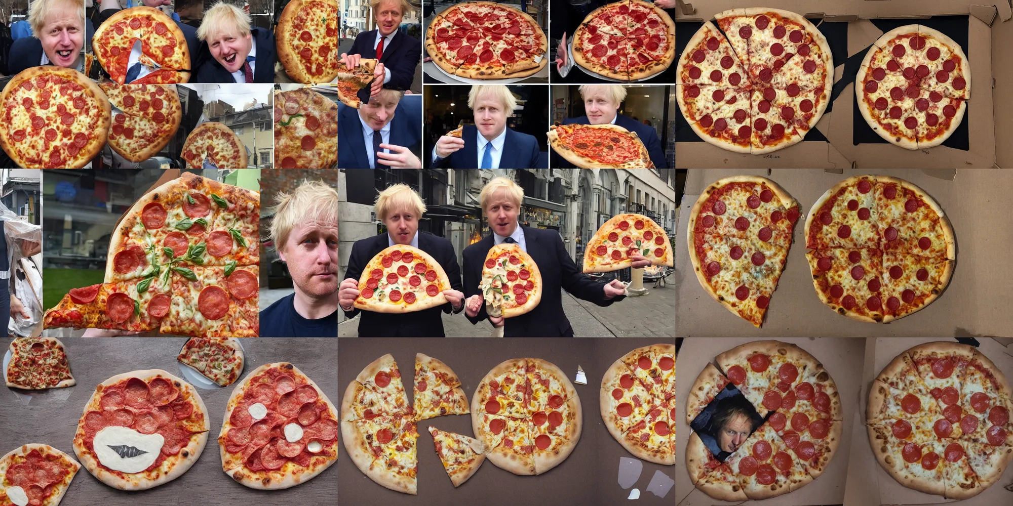 Image similar to pizza shaped like boris johnson