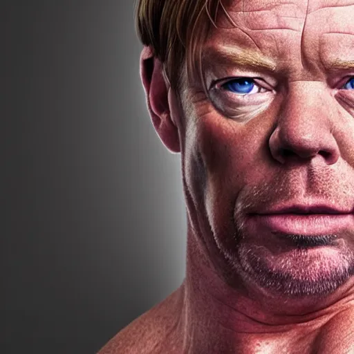 Prompt: Ian beale with the physique of a body builder, hyper realistic face, ultra detailed, cinematic, dynamic lighting, photorealistic, refined, intricate, digital art, digital painting, masterpiece, 8k