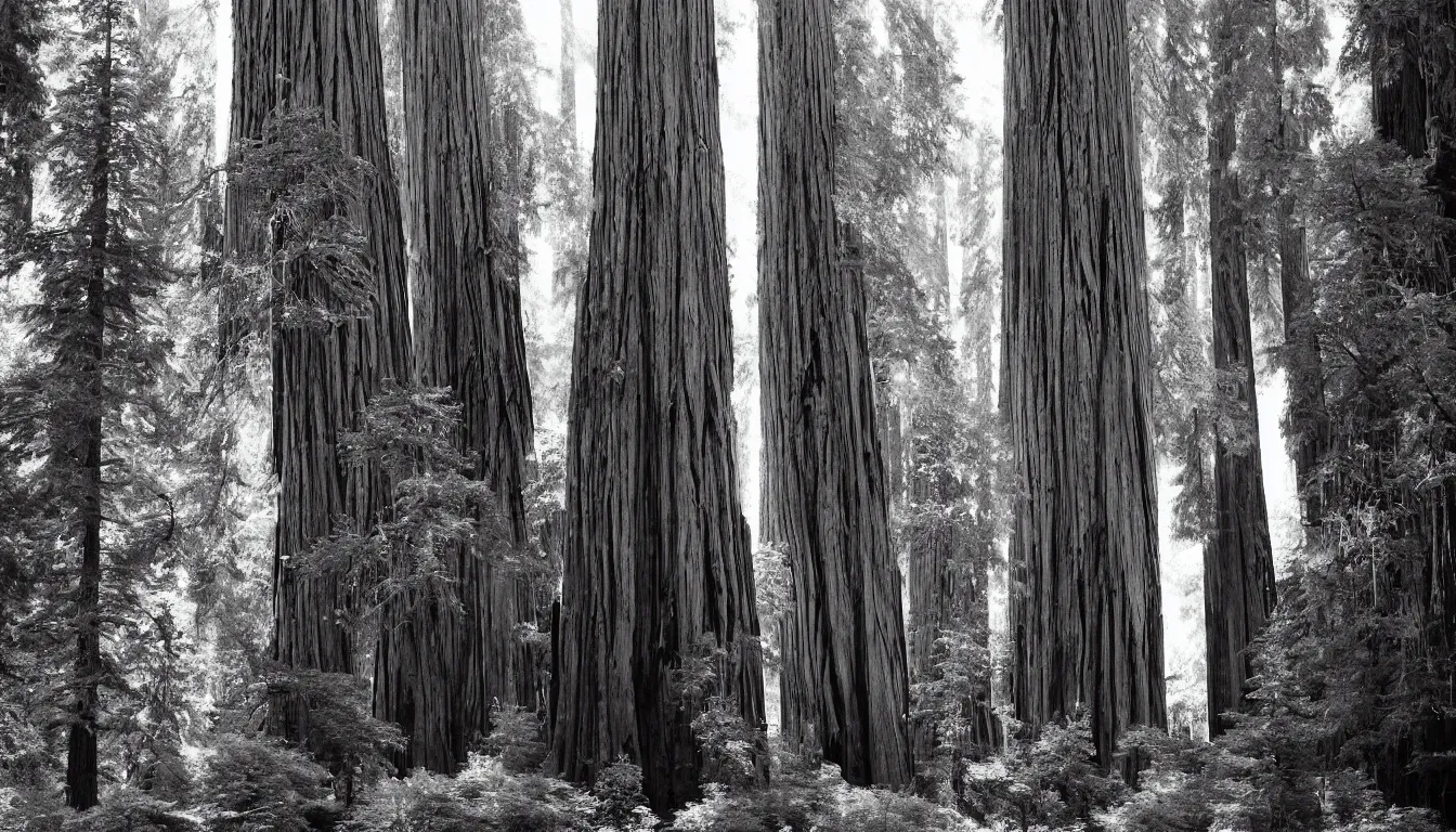 Image similar to giant redwood trees by ansel adams