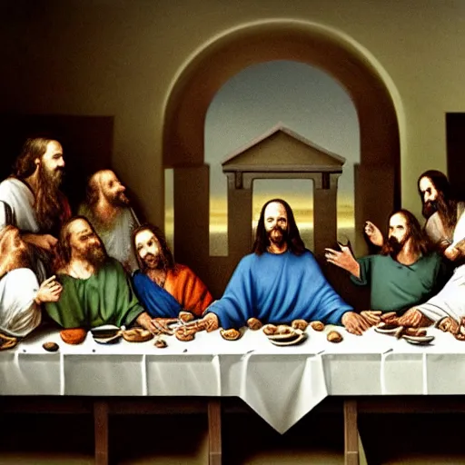 Image similar to walter white as jesus in the last supper