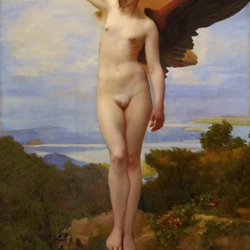 Image similar to a portrait of antal rogán in the style of The Fallen Angel (1847) painting by Alexandre Cabanel