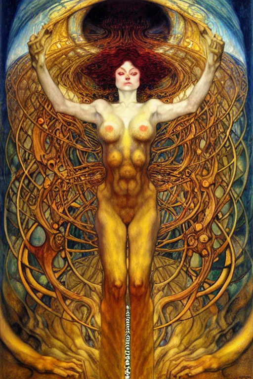 Image similar to Divine Chaos Engine by Karol Bak, Jean Delville, William Blake, Gustav Klimt, and Vincent Van Gogh, symbolist, visionary