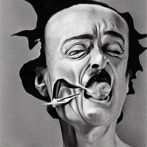 Image similar to salvador dali going super saiyan 3, hyperrealism