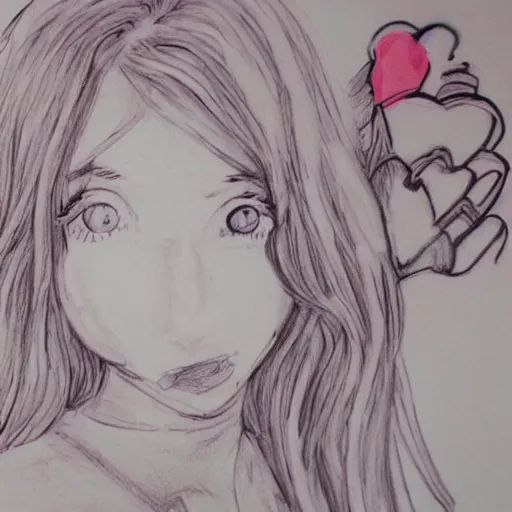 Prompt: belle delphine hand drawn portrait