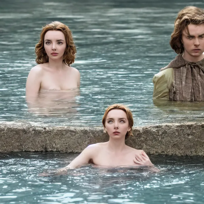 Image similar to jodie comer looking peaceful in the water, beautiful movie stills