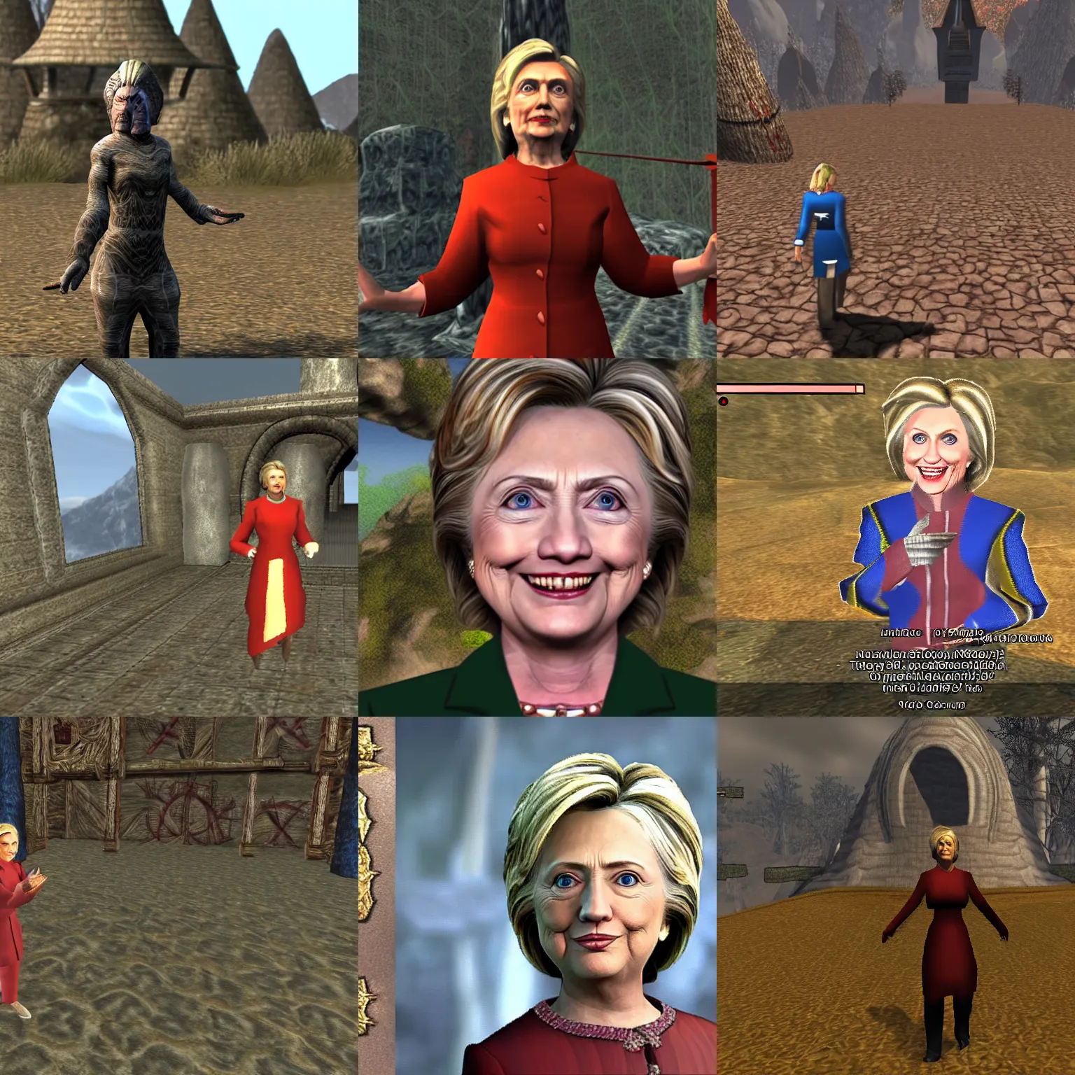 Prompt: screenshot of hillary clinton in morrowind