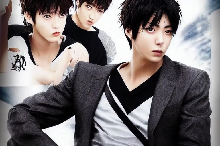 Image similar to handsome man，Black short hair,Death Note