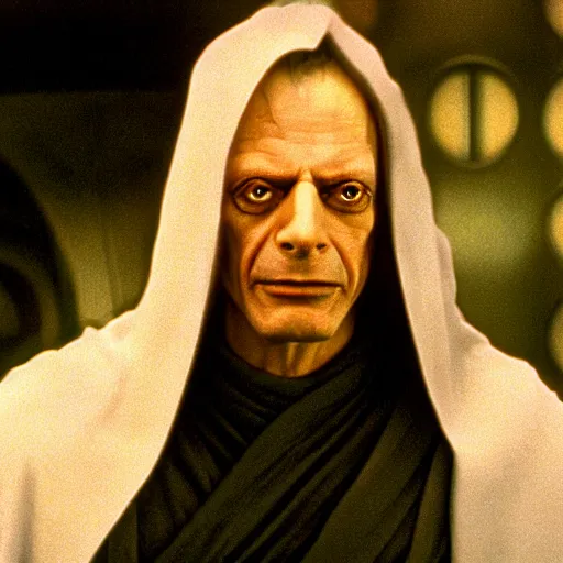 Image similar to jeff goldblum as emperor palpatine in the original trilogy, star wars movie, photo