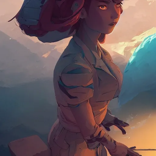 Image similar to overwhelmed with thoughts behance hd artstation by jesper ejsing, by rhads, makoto shinkai and lois van baarle, ilya kuvshinov, ossdraws, that looks like it is from borderlands and by feng zhu and loish and laurie greasley, victo ngai, andreas rocha