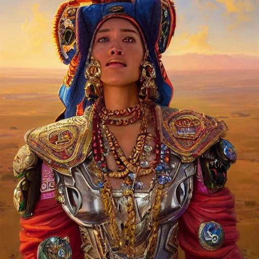 Image similar to an portrait of an happy female aztec empress, detailed, centered, digital painting, artstation, concept art, donato giancola, Joseph Christian Leyendecker, WLOP, Boris Vallejo, Breathtaking, 8k resolution, extremely detailed, beautiful, establishing shot, artistic, hyperrealistic, beautiful face, octane render