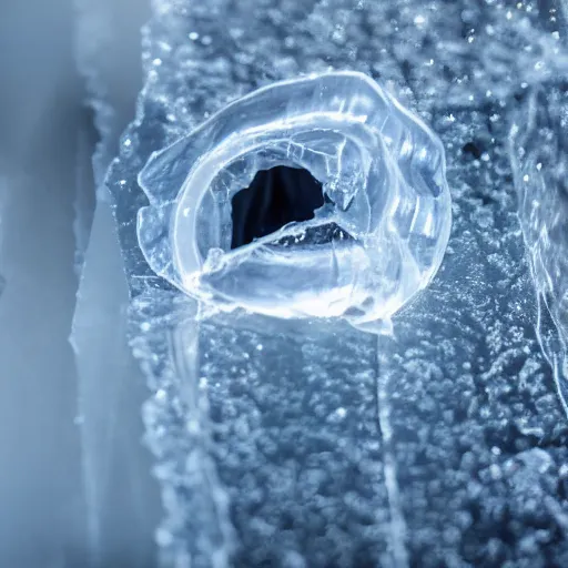 Image similar to see through clear sheet of ice sheet of ice in front of face behind ice 80mm eye close up