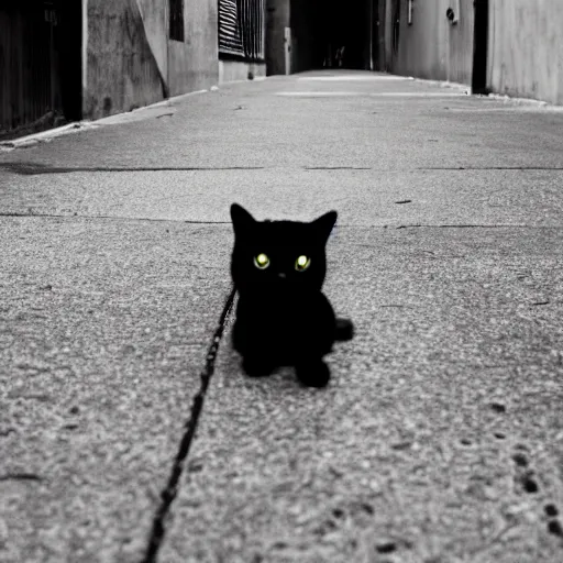 Image similar to 📷📸 A lonely black cat in the middle of an alleyway