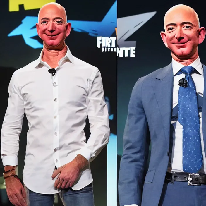 Prompt: Jeff Bezos Skin in Fortnite, New Fortnite Skin