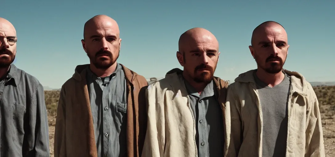 Image similar to mexican walter white and mexican jesse pinkman, cinematic lens, full shot, film still