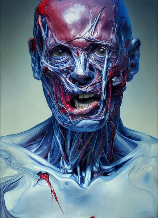 Prompt: highly detailed and textured painting of a deformed anatomical portrait, emotionally expressive, death, anguish scream, highly detailed oil painting, soft light 4 k, red, blue and purple colour palette, cinematic composition, cinematic lighting, sharp focus, masterpiece by adrian ghenie and jenny saville