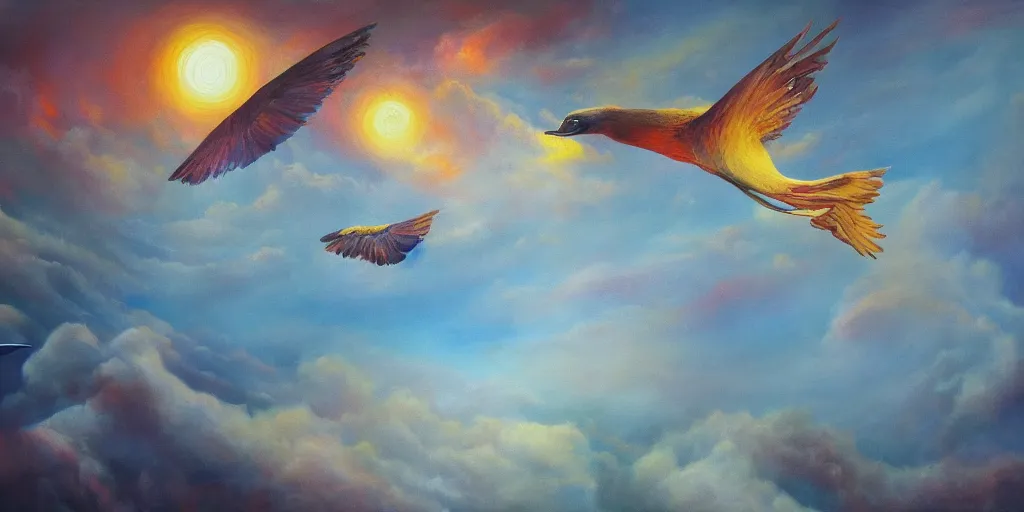 Prompt: dreams taking flight, surreal painting, 4 k