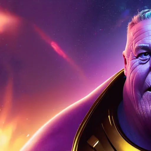 Image similar to a portrait of elon musk as thanos, the pixar adaptation, with same hairstyle, angry facial expressions, hyper detailed, digital art, trending in artstation, cinematic lighting, studio quality, smooth render, unreal engine 5 rendered, octane rendered