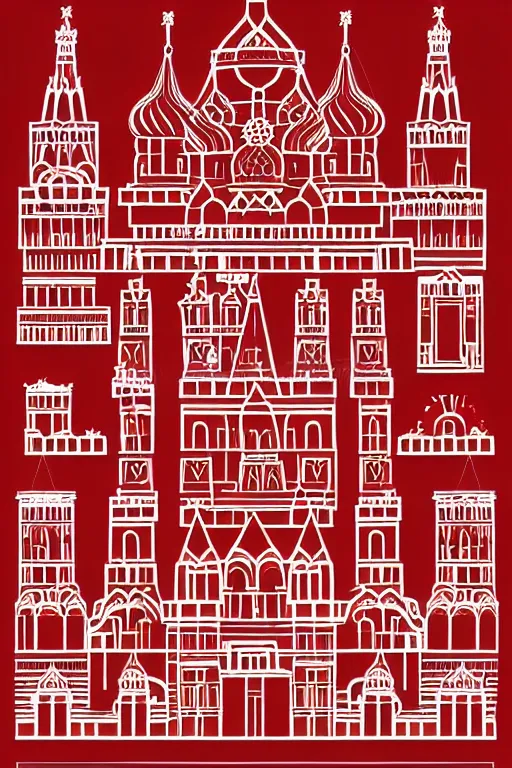 Prompt: minimalist boho style art of colorful moscow red square, illustration, vector art