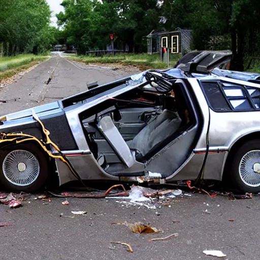 Image similar to crashed delorean