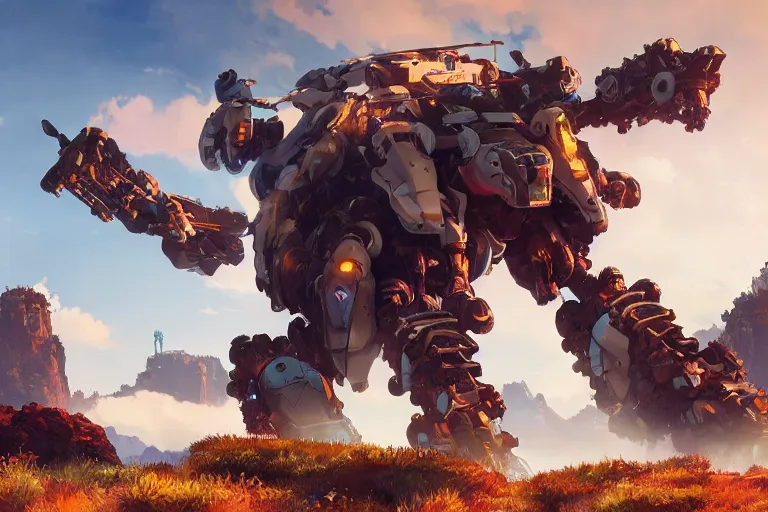 Image similar to shell - walker machine mecha animal beast robot of horizon forbidden west horizon zero dawn bioluminiscence global illumination ray tracing hdr fanart arstation by sung choi and eric pfeiffer and gabriel garza and casper konefal