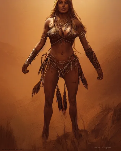 Prompt: Sharon tate as an amazonian warrior posing in a a desert, realistic face, full body, fantasy art, in the style of greg rutkowski, illustration, epic, fantasy, intricate, hyper detailed, artstation, concept art, smooth, sharp focus, ray tracing, vibrant
