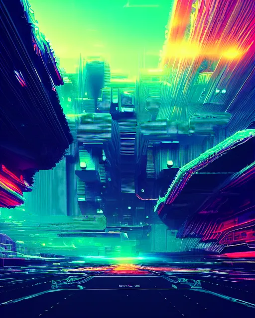 Image similar to Digital world, simulation theory, glitching, scifi, global illumination, unique landscape, fine details, perfect, 8k high detail, masterpiece, trending on ArtStation, by Alena Aenami, Petros Afshar, Liam Wong