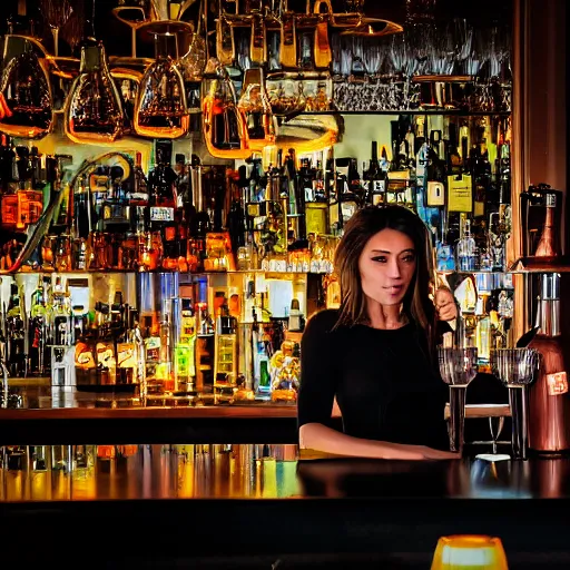 Image similar to mysterious lounge bar with bartender