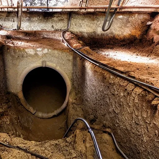 Image similar to underground mine with rusty pipes