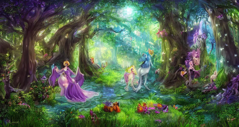 Prompt: Enchanted and magic forest, by studio 4c