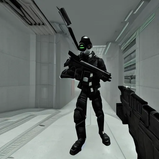 Image similar to Metrocop from Half-Life 1, armed with a USP pistol