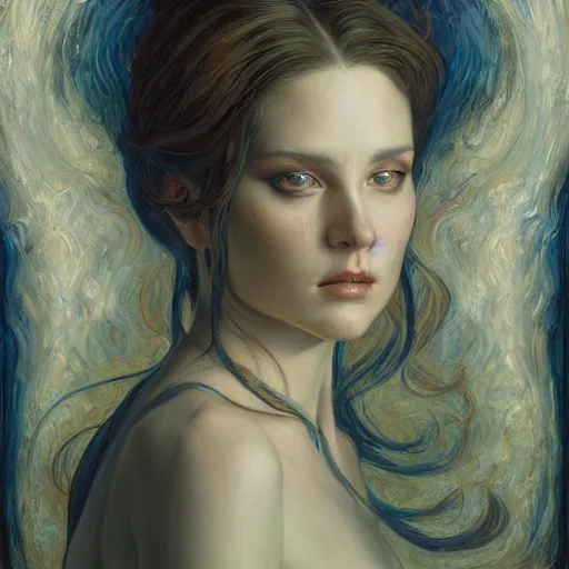 Image similar to a painting in the style of donato giancola, and in the style of charlie bowater, and in the style of william blake. symmetry, smooth, sharp focus, semi - realism.