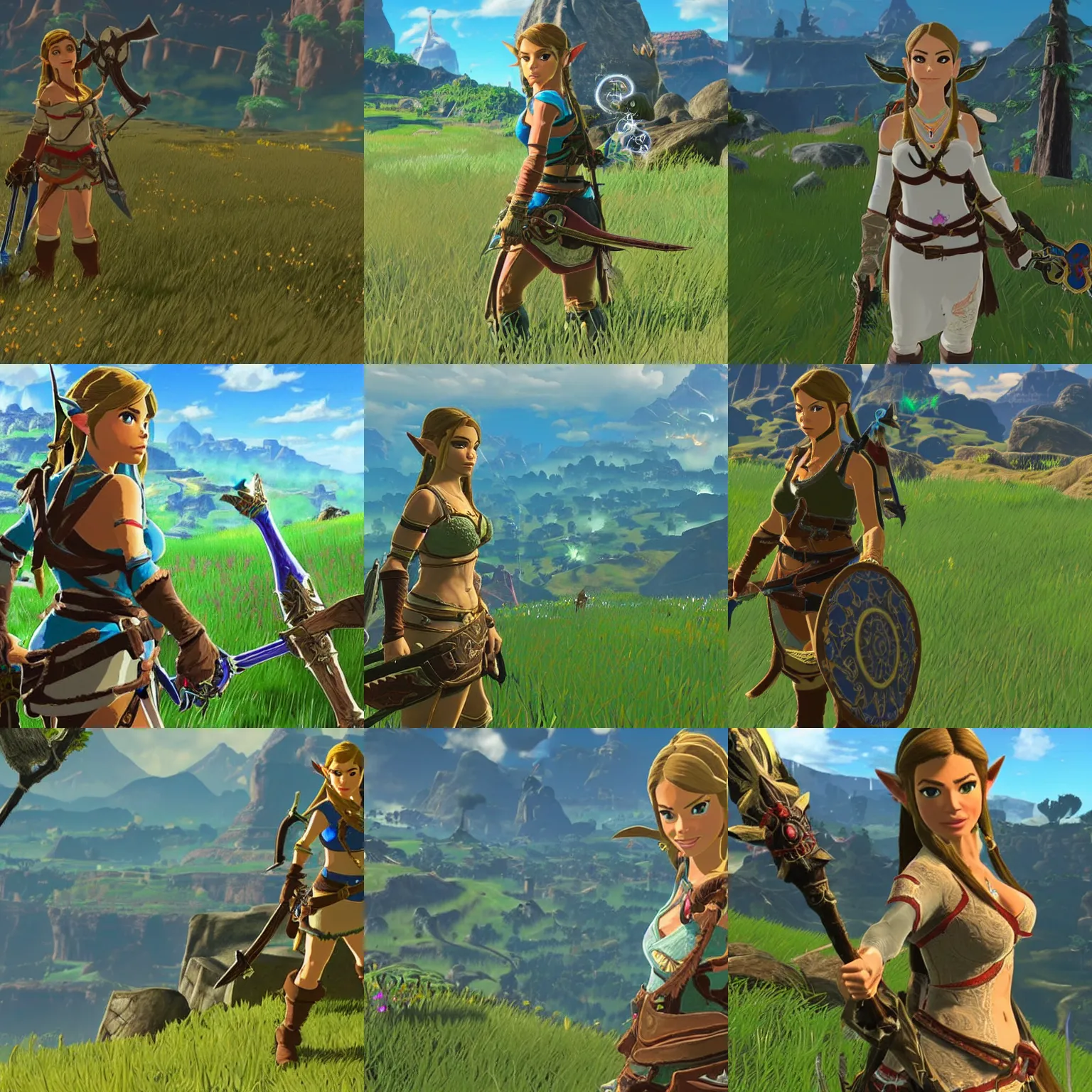 Prompt: Screenshot of Sofia Vergara in Zelda: Breath of the Wild (2017)