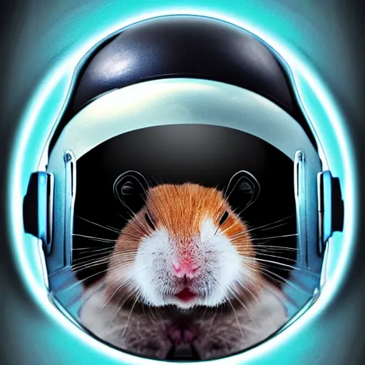 Image similar to “ hamster in a mech suit, helmet in hand, detailed portrait ”