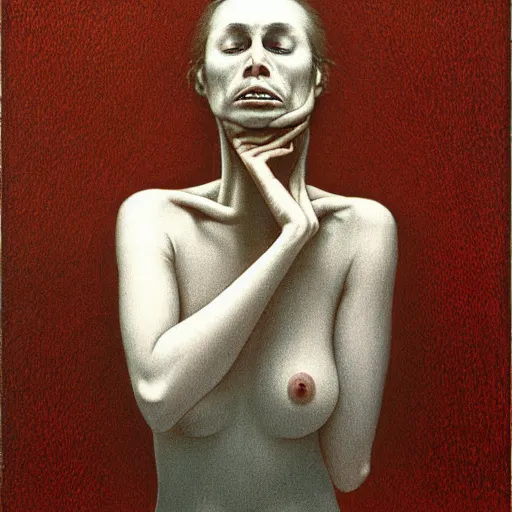 Prompt: an x ray of a deflated woman by zdzisław beksinski